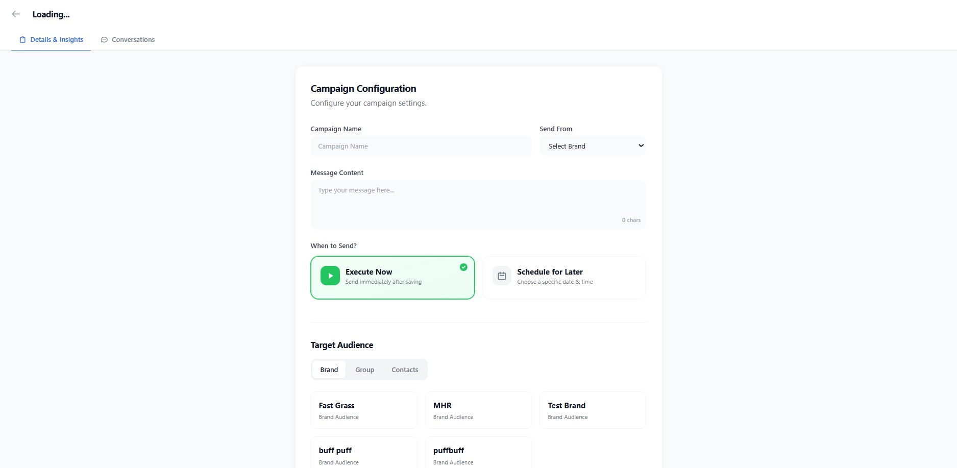SMS campaigns dashboard